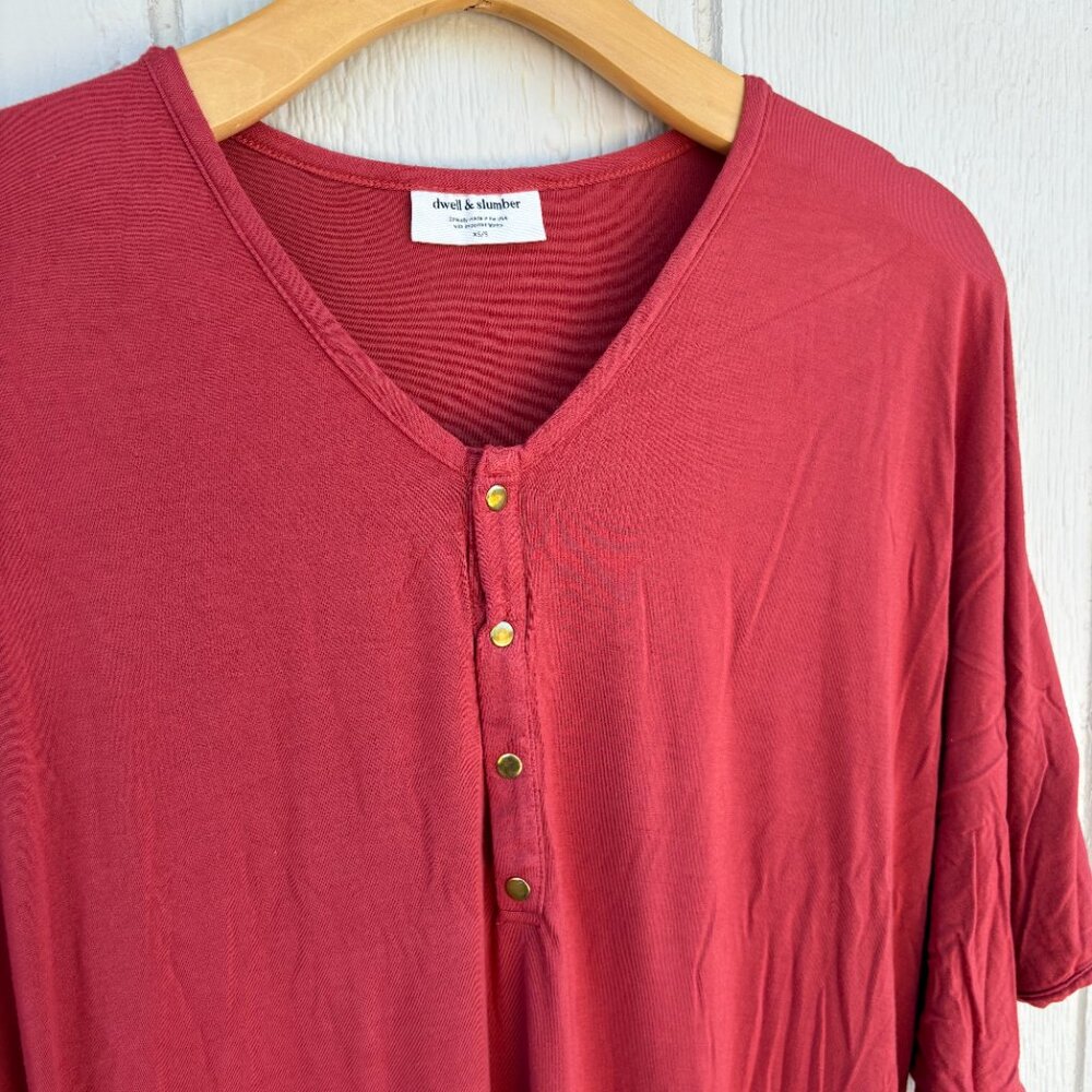 Dwell & Slumber Caftan Dress Womens XS/S Red Maternity Nursing Comfort Oversized - Picture 2 of 9